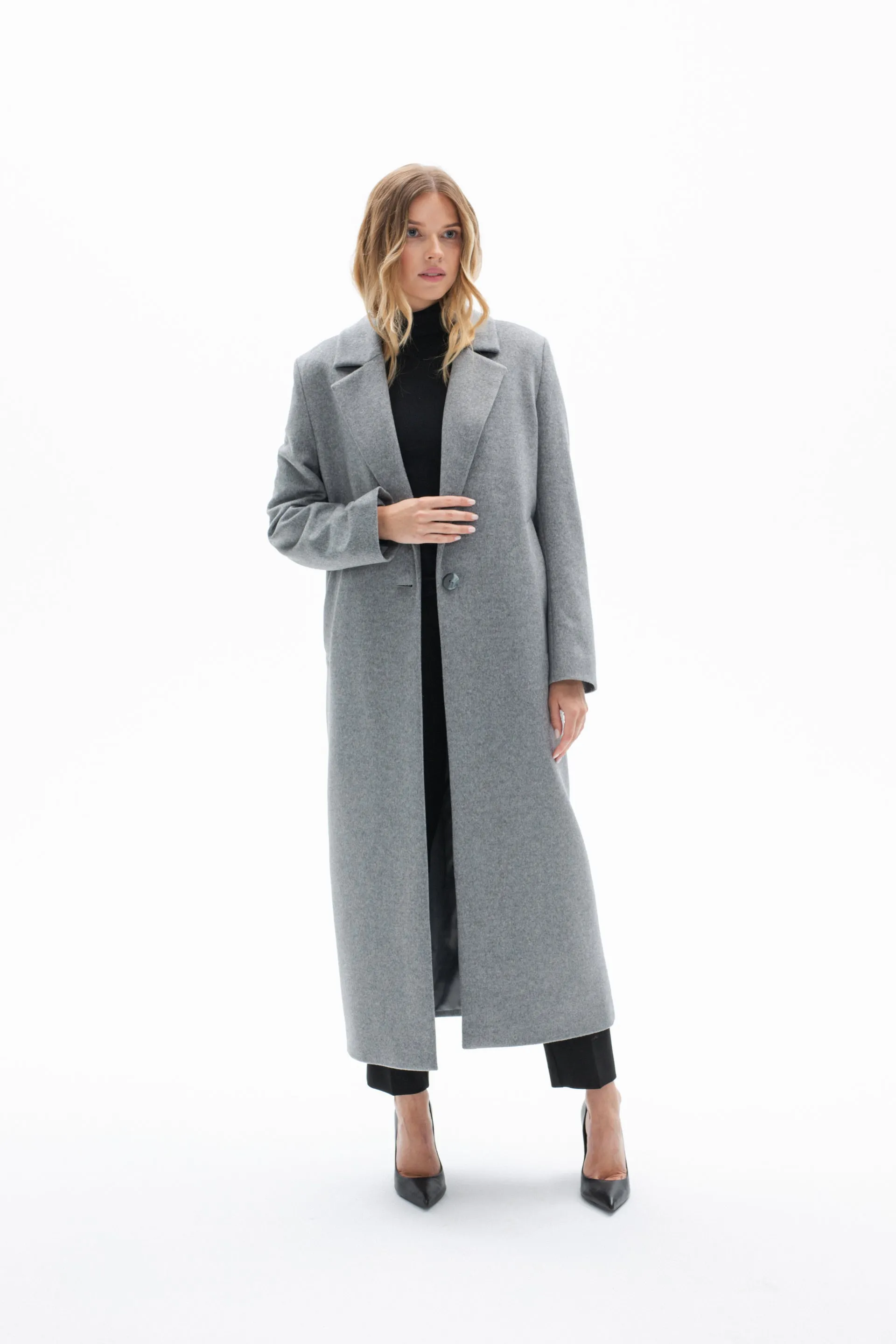 ONE BUTTON CLASSIC GREY COAT