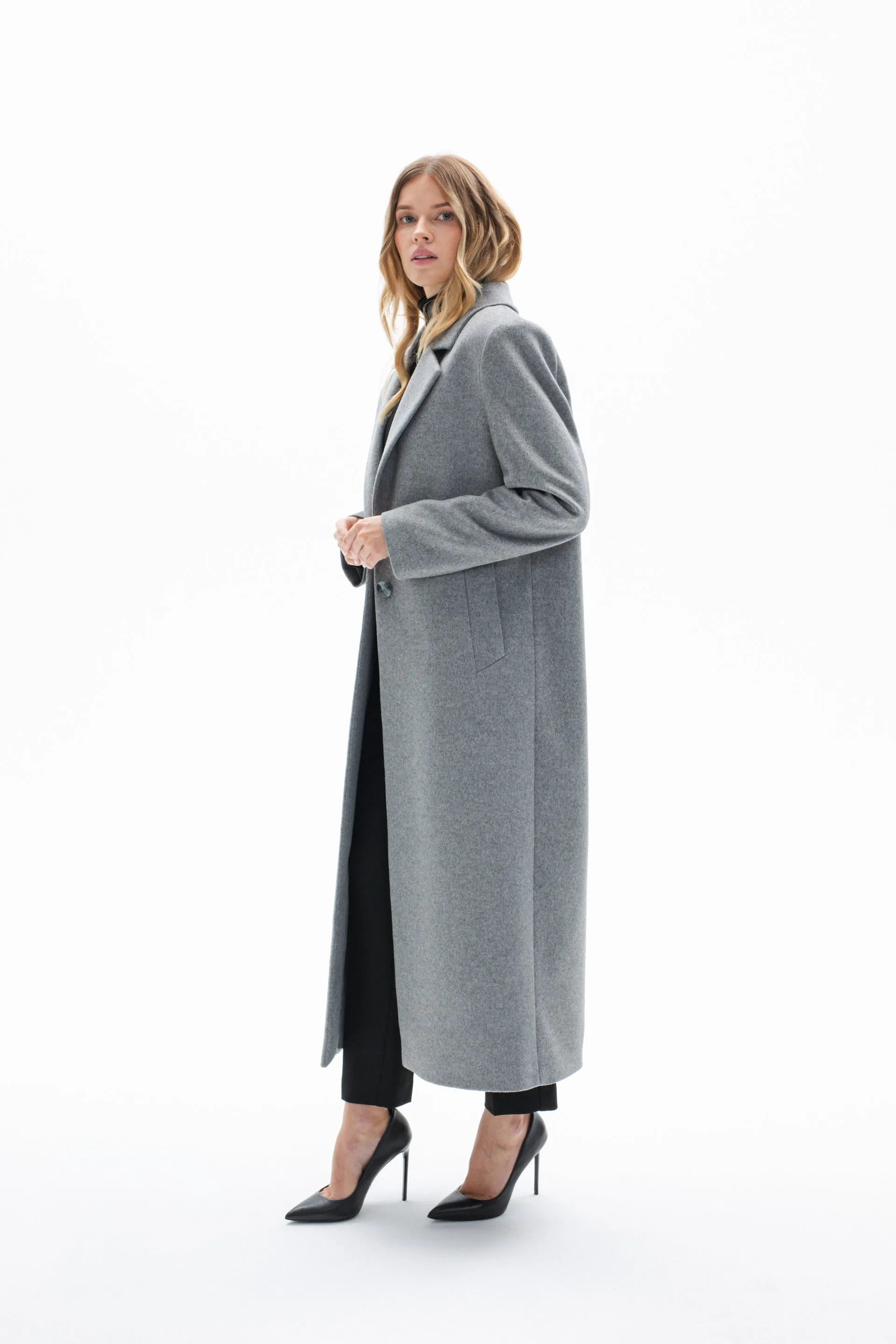 ONE BUTTON CLASSIC GREY COAT