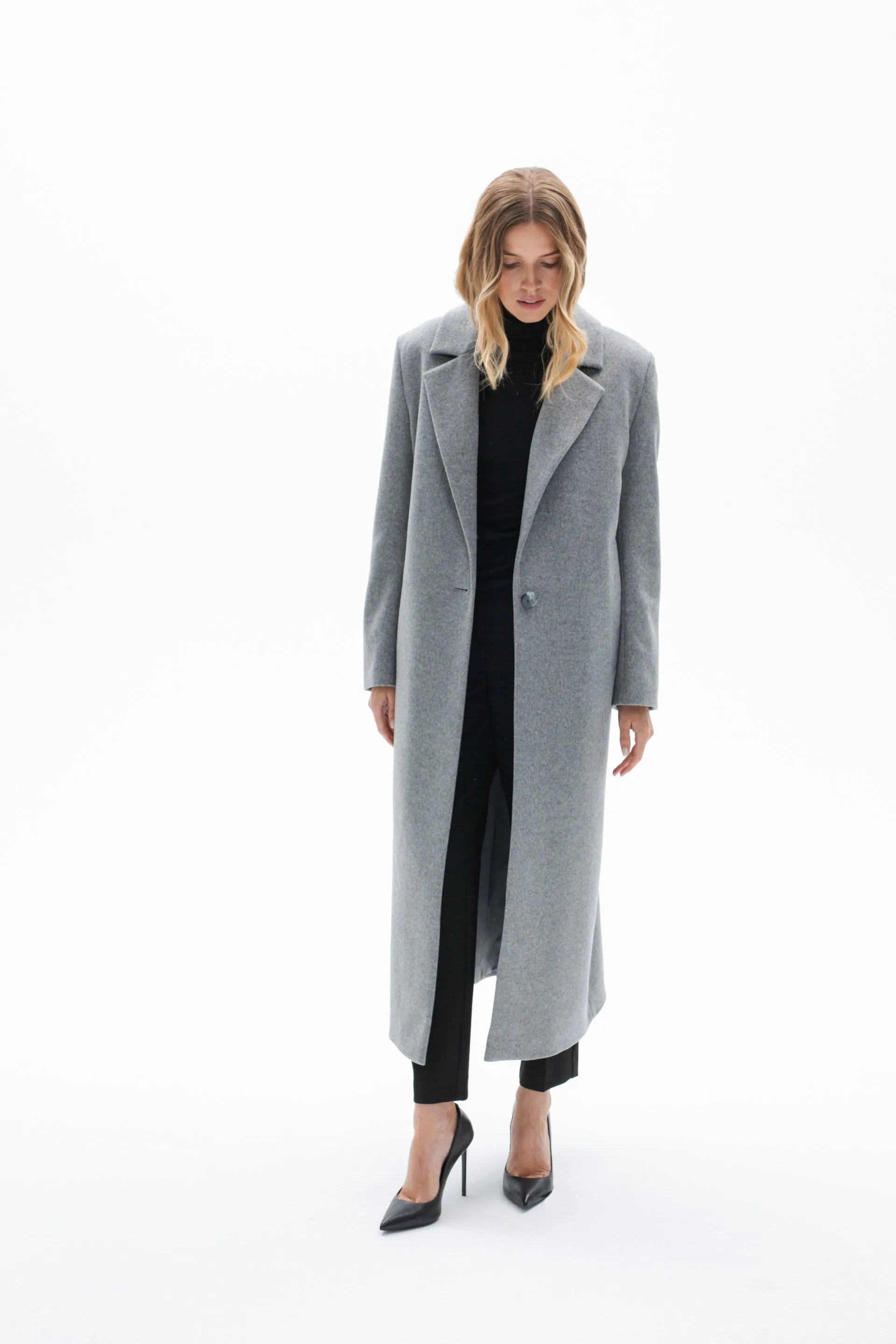 ONE BUTTON CLASSIC GREY COAT