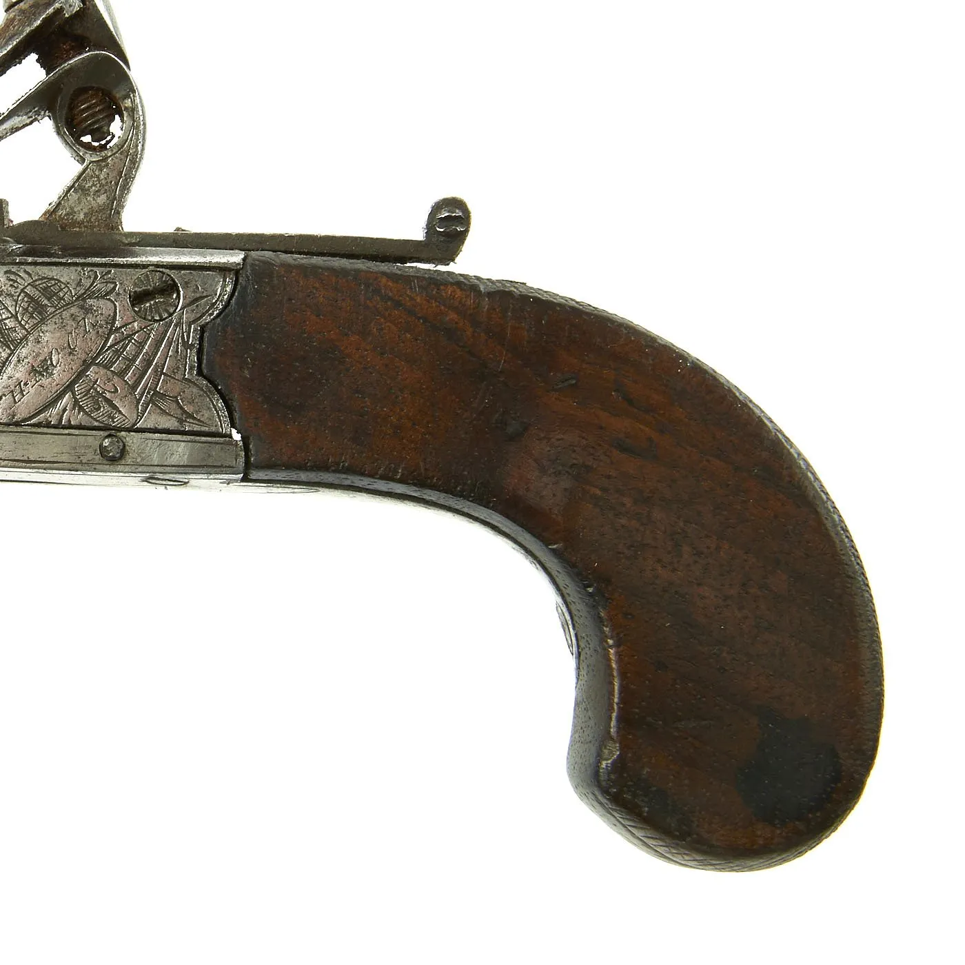 Original British Napoleonic Cased Henry Nock Duck's Foot Flintlock Pistol Named to Captain Codrington of HMS Orion  - Battle of Trafalgar