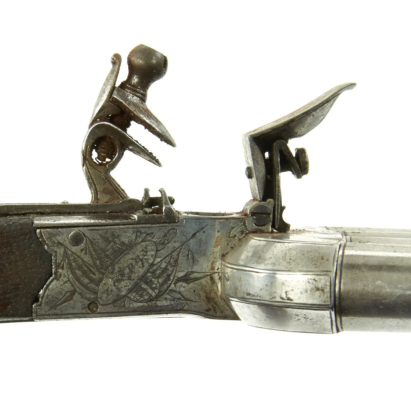 Original British Napoleonic Cased Henry Nock Duck's Foot Flintlock Pistol Named to Captain Codrington of HMS Orion  - Battle of Trafalgar