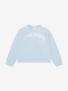 Palm Angels Baby Boys Curved Logo Sweatshirt in Blue