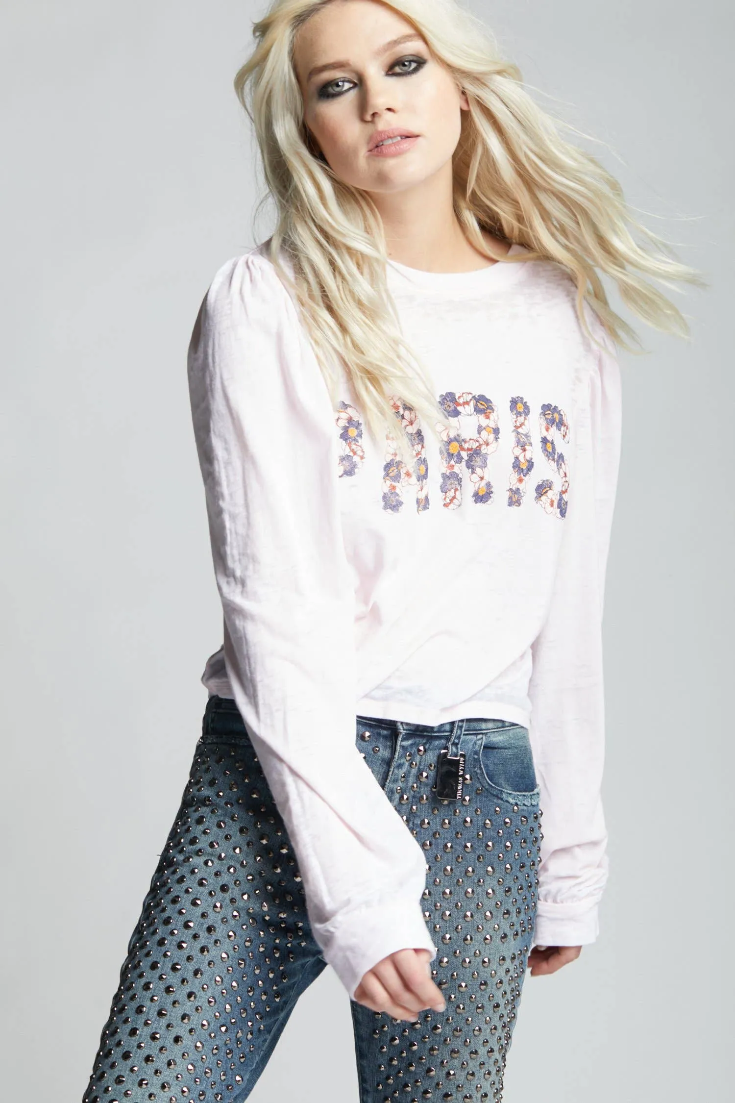 Paris Floral Puff Sleeve Tee