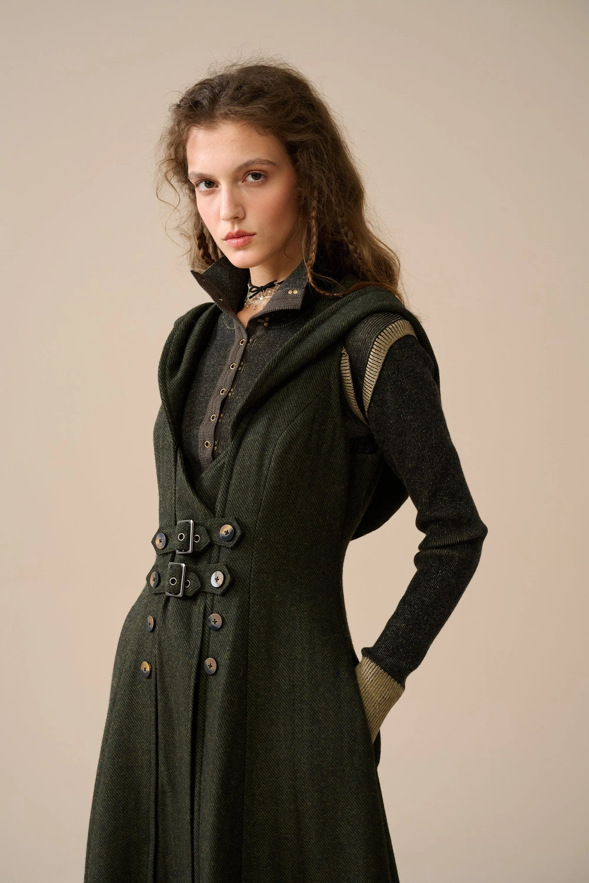 Patricia 21| hooded corset wool dress