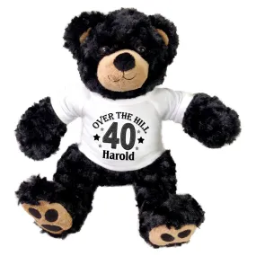 Personalized Over the Hill 40th Birthday Teddy Bear - 13 Inch Black Vera Bear