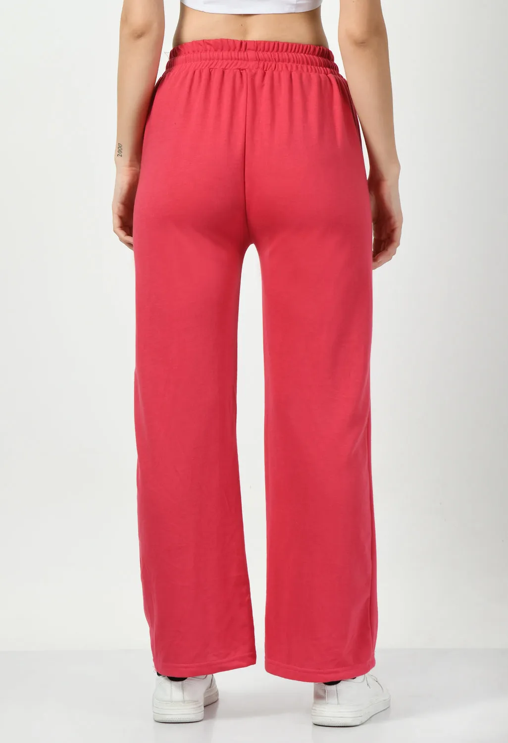 Pink Pintuck Wide Leg Joggers