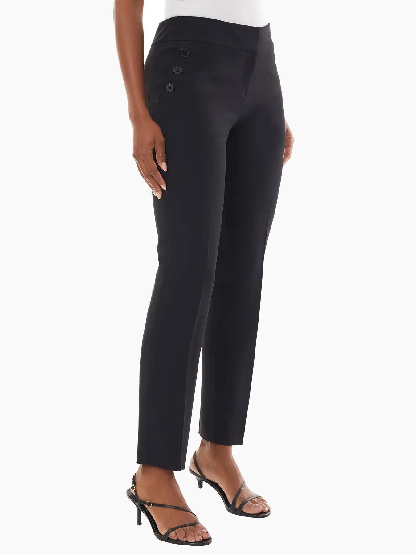 Plus Size Stretch Crepe Slim Leg Sailor Pant