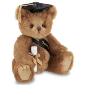 Plush Stuffed Graduation Teddy Bear Smarty in Black Cap