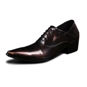 Pointed Low Top Lace up 5cm Heel Men Oxford Shoes