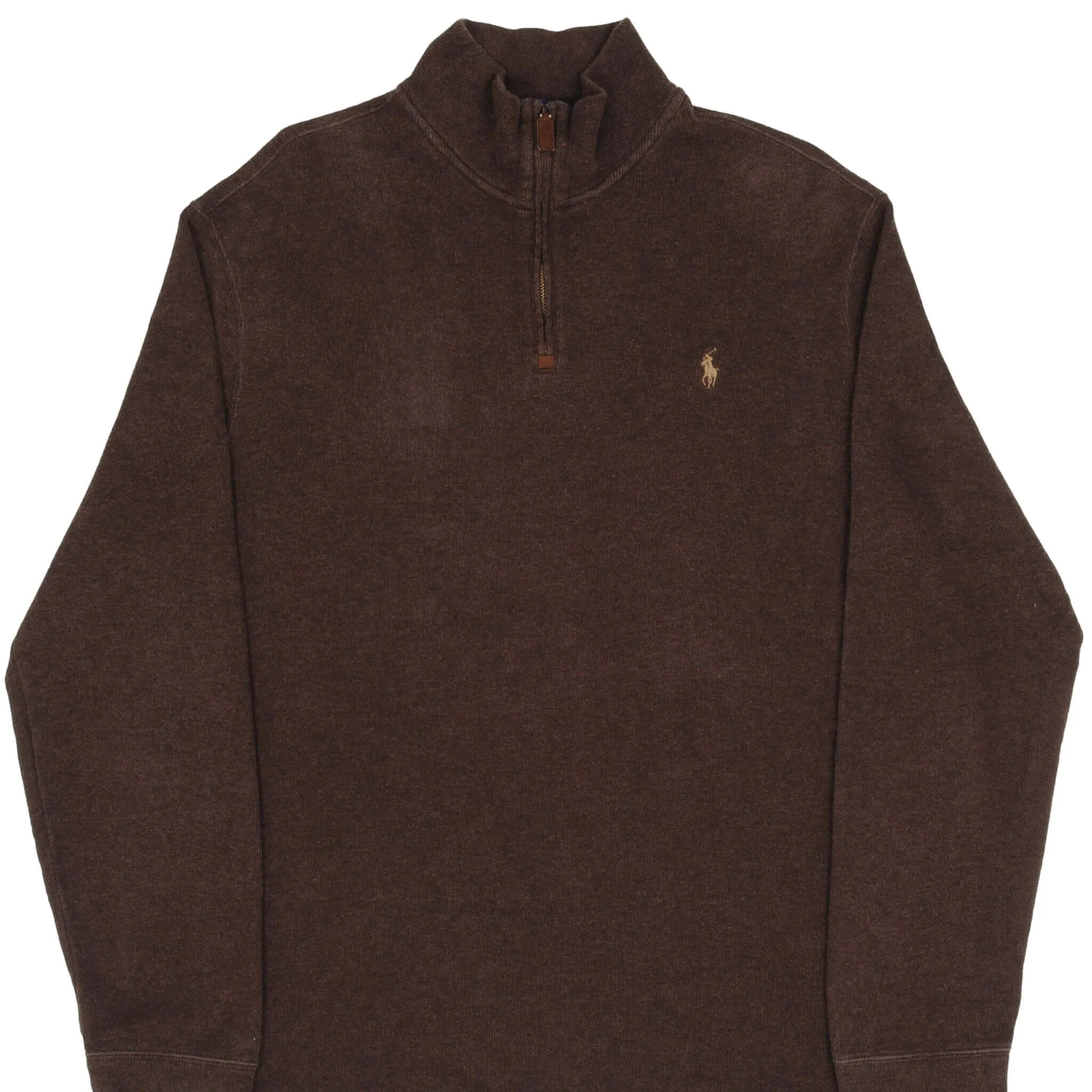 POLO RALPH LAUREN BROWN QUARTER 1/4 ZIP SWEATER SIZE XL