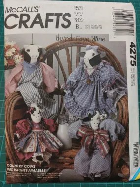 Preloved McCalls 4275 Sewing Pattern - Country Cow Doll with Clothes