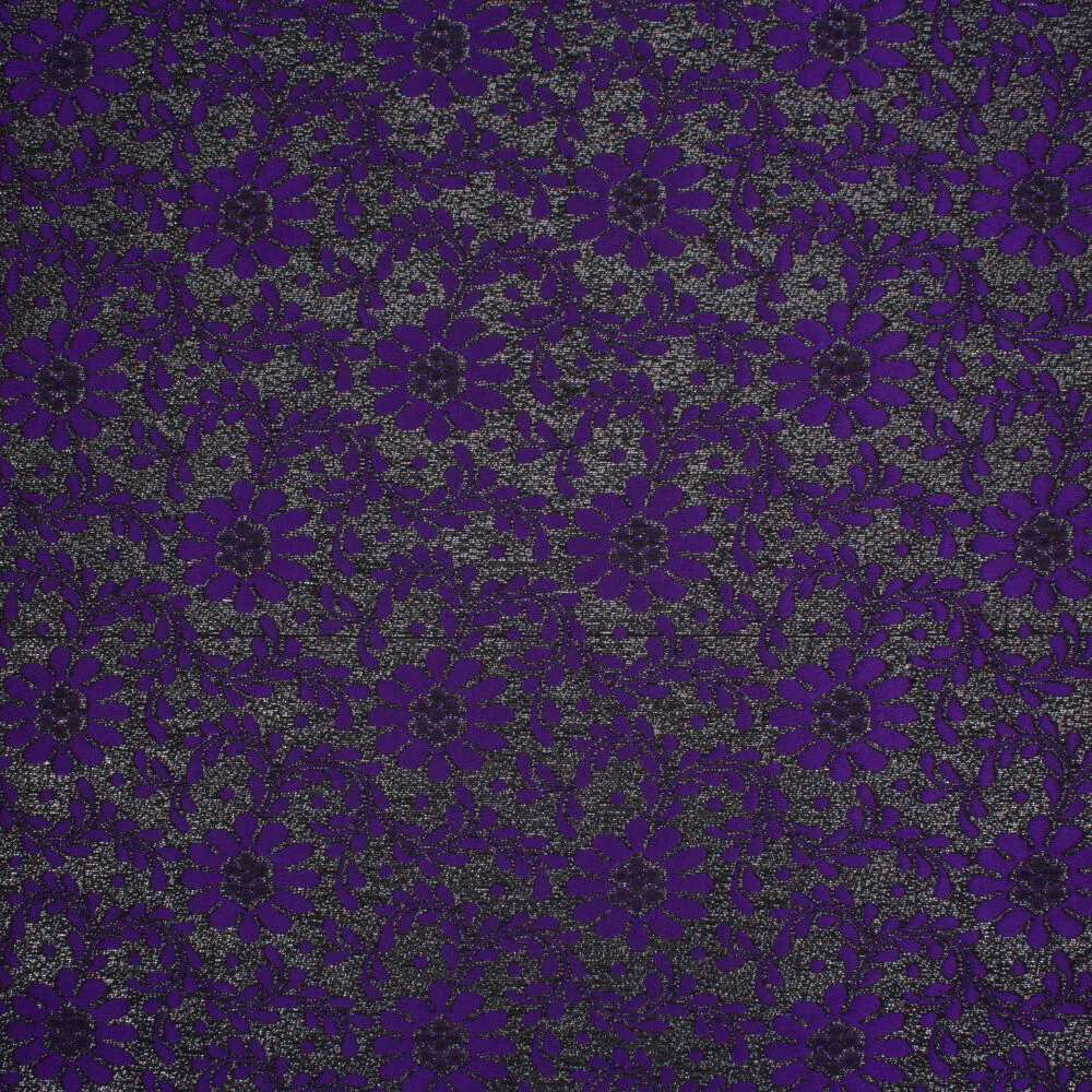 Purple Floral & Black Brocade (A 2.85m Piece)