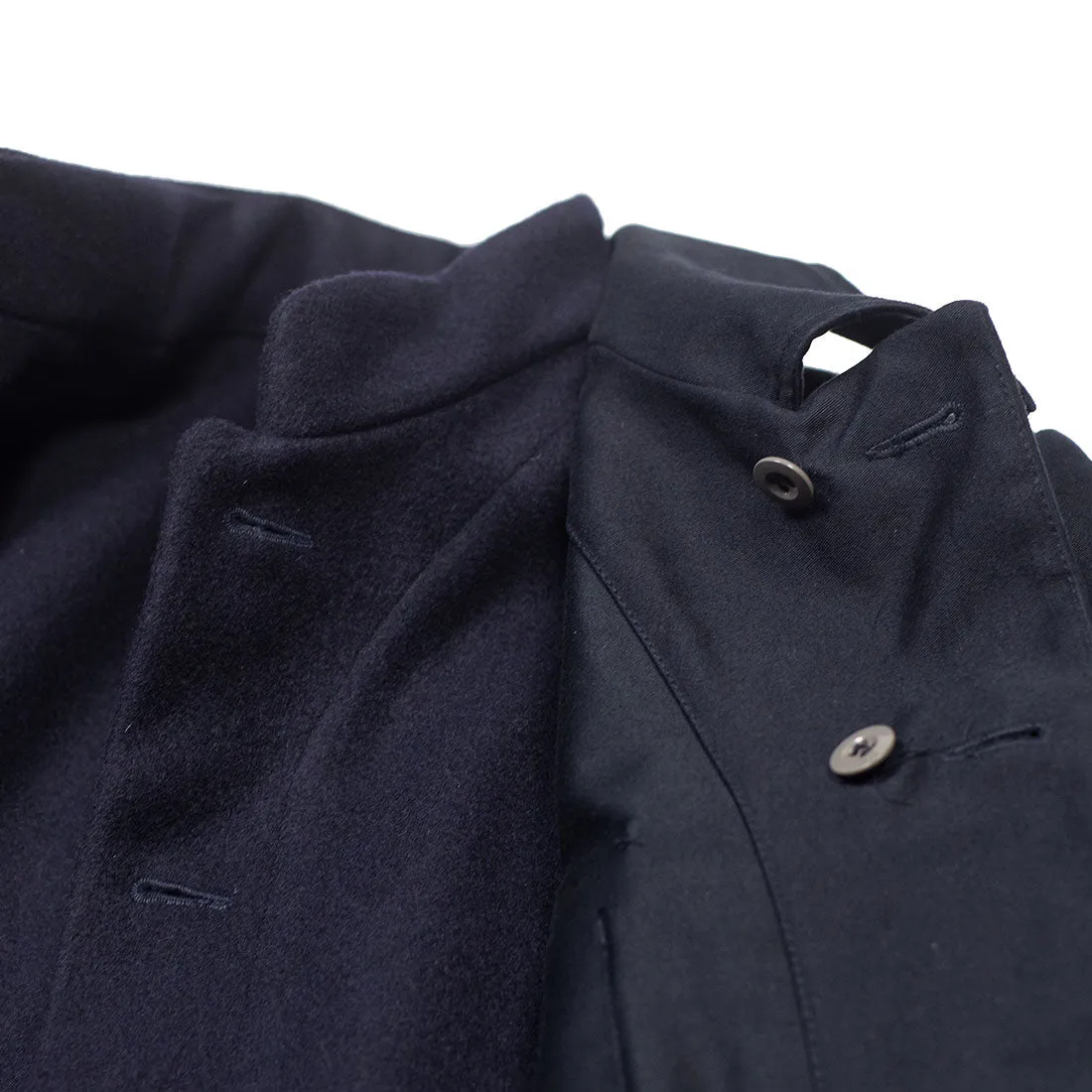 "Double Jacket" in navy blue French cotton sateen with Bavarian loden removable lining