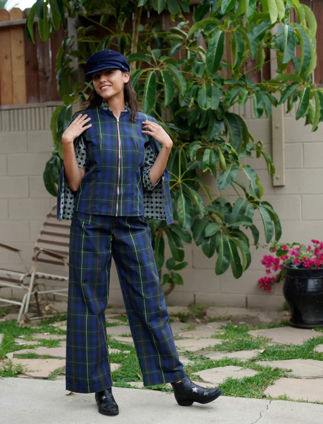 "Modern Tartan" High Waisted one of a kind Pants