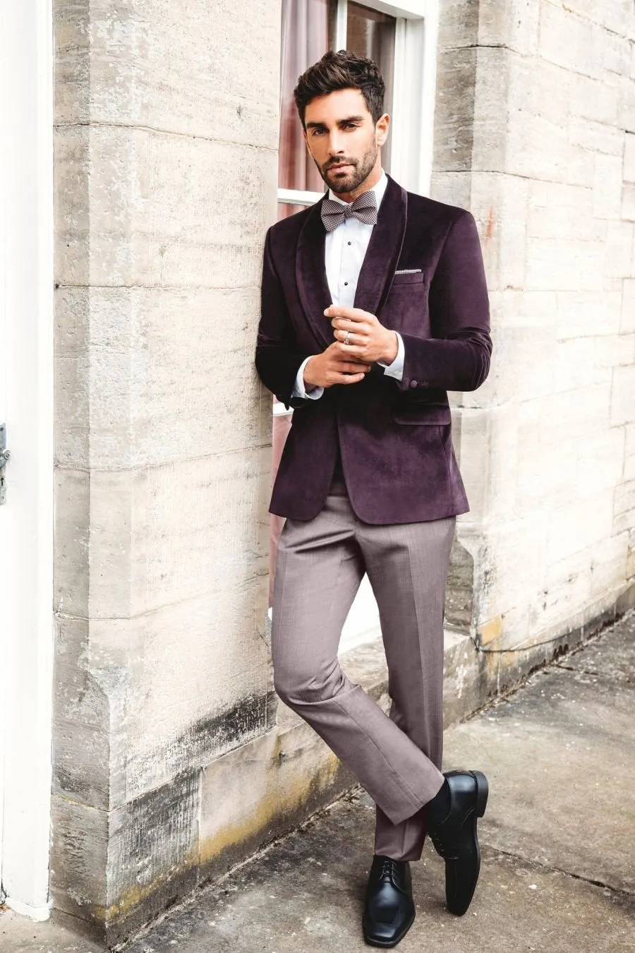 "Venice" Aubergine Velvet Dinner Jacket (Separates)