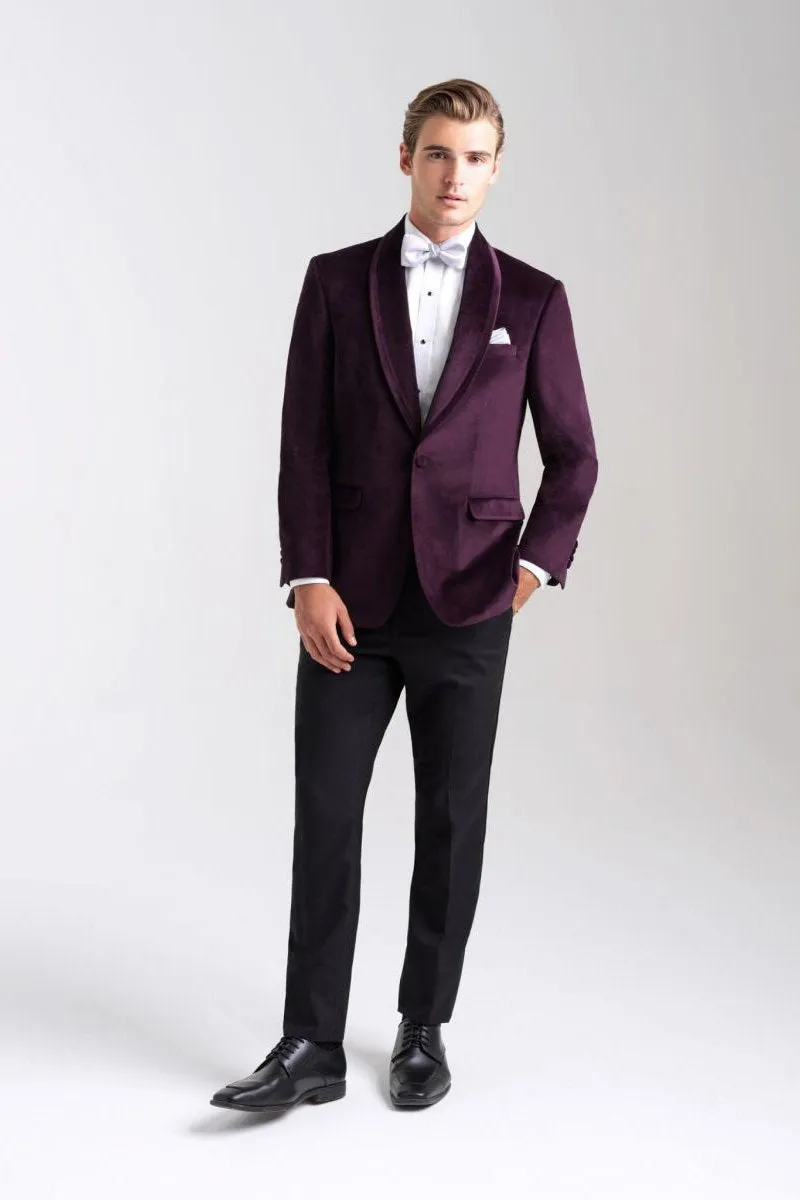 "Venice" Aubergine Velvet Dinner Jacket (Separates)