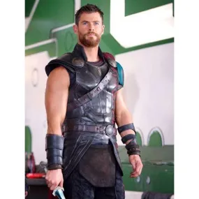 Ragnarok Chris Hemsworth Brown Leather Vest