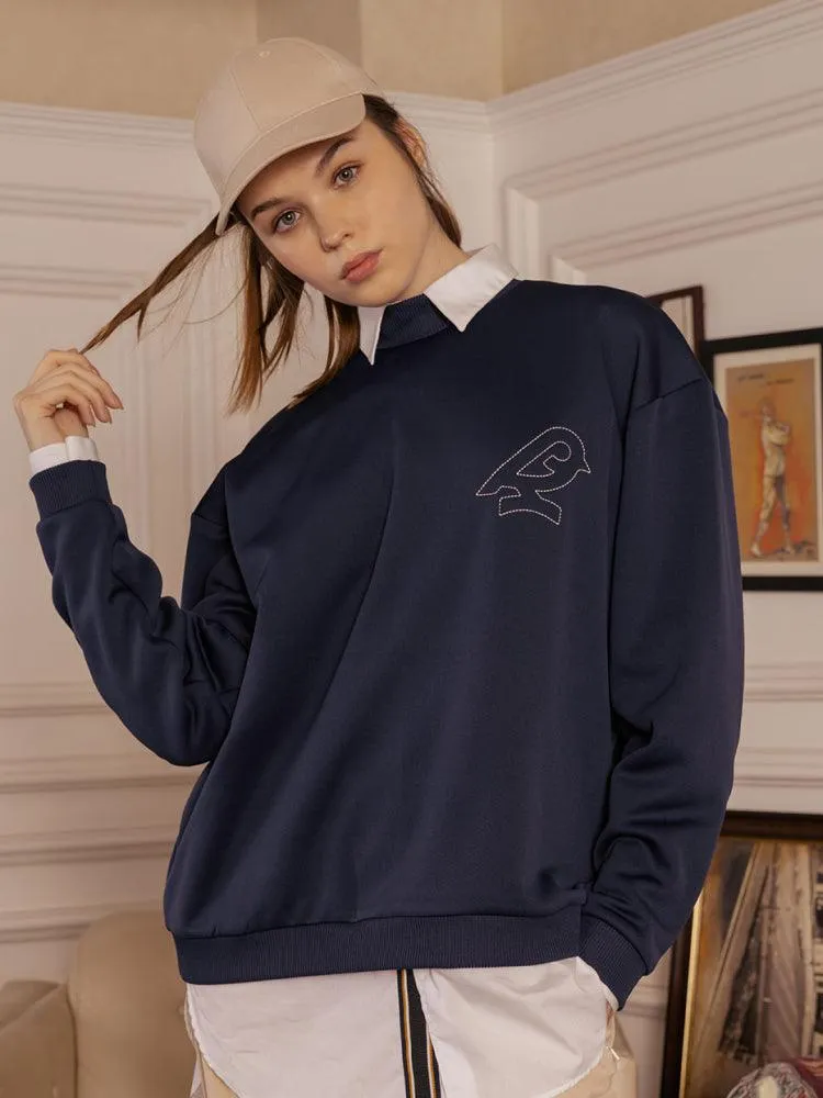 Recycled Embroidered Sweater - Navy