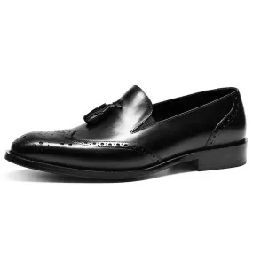 Retro Brogue Tassel Carving Loafer for Men