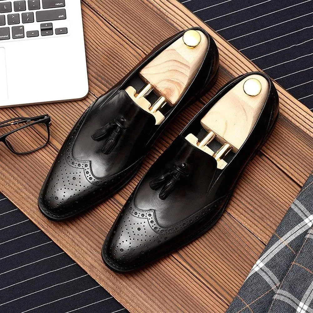 Retro Brogue Tassel Carving Loafer for Men