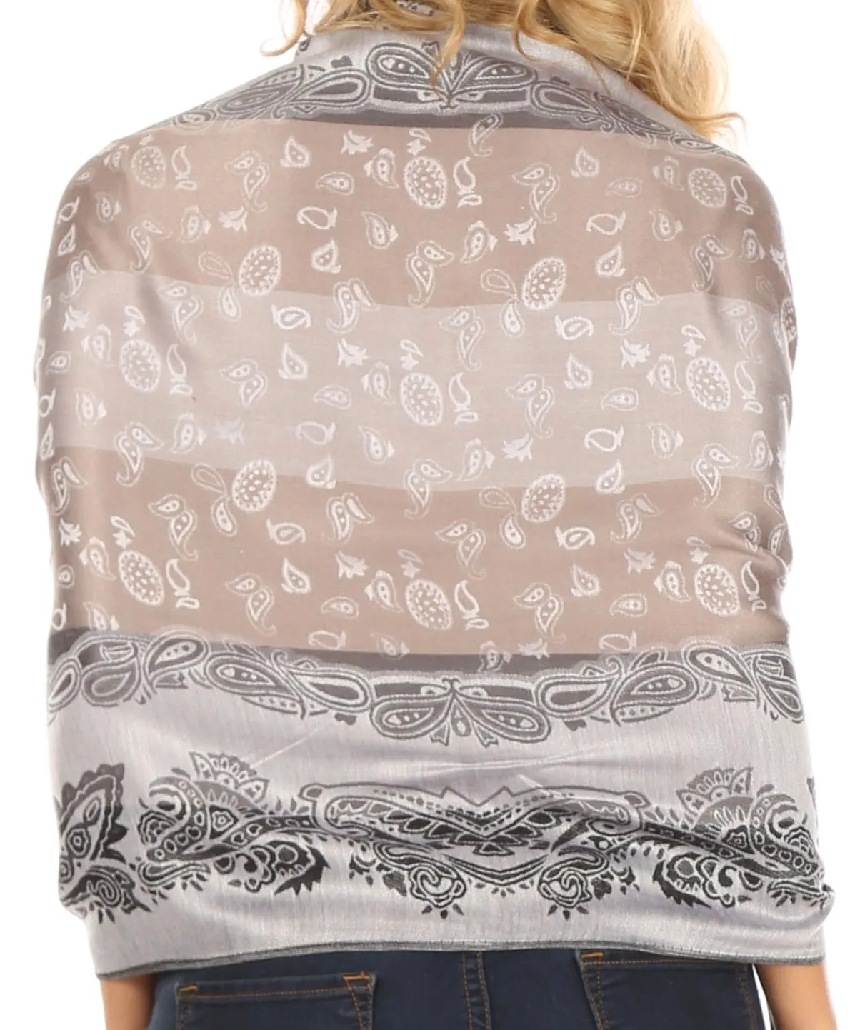 Sakkas Alessa Women's Silky Soft Reversible PaisleyPrint Pashmina Scarf Shawl Wrap