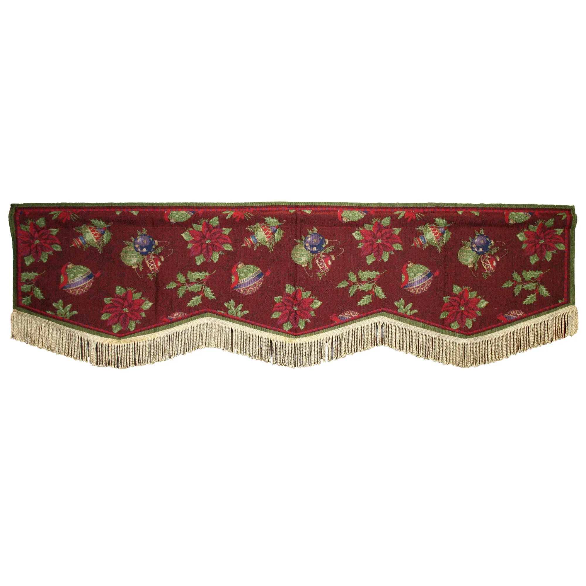 Seasonal Tapestry Xmas Decorative Window Treatment Rod Pocket Curtain Straight Valance