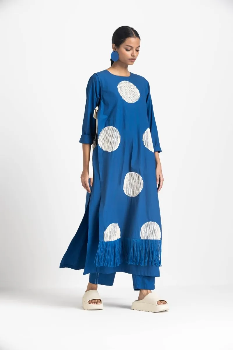 Side Tie Overlay Tunic - Electric Blue