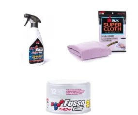 Soft99 Car Care Kit Fusso Coat Light & Fusso Spary QD Booster & Microfiber Cloth