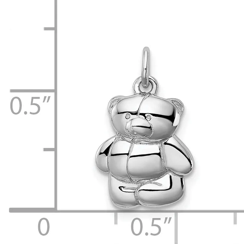 Sterling Silver Rhodium plated Teddy Bear Pendant