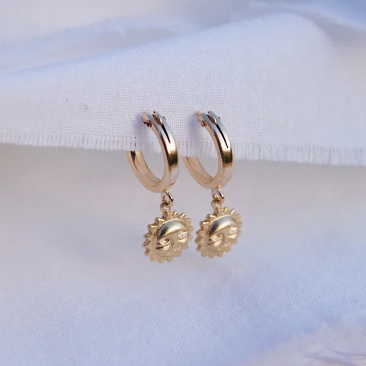 Sun Huggie Hoop Earrings