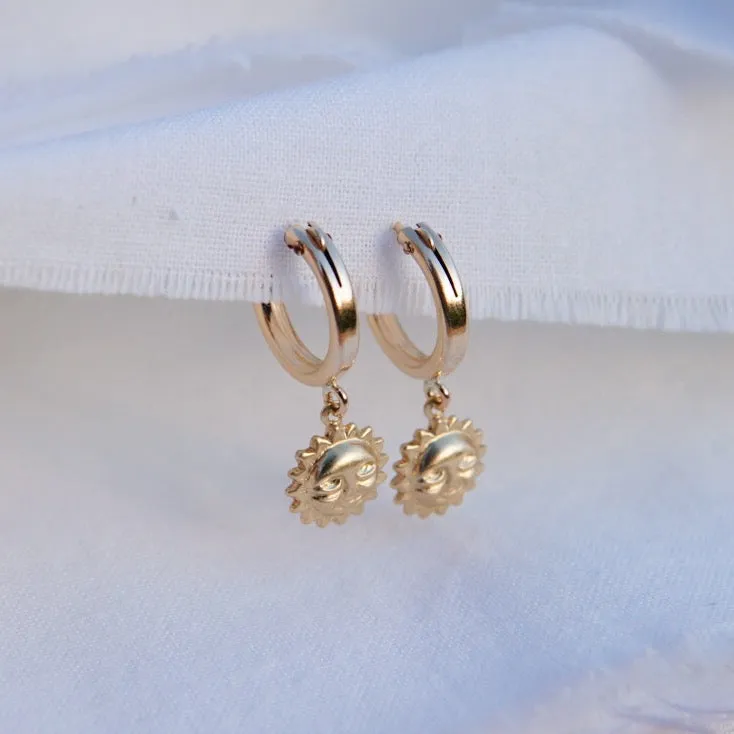 Sun Huggie Hoop Earrings