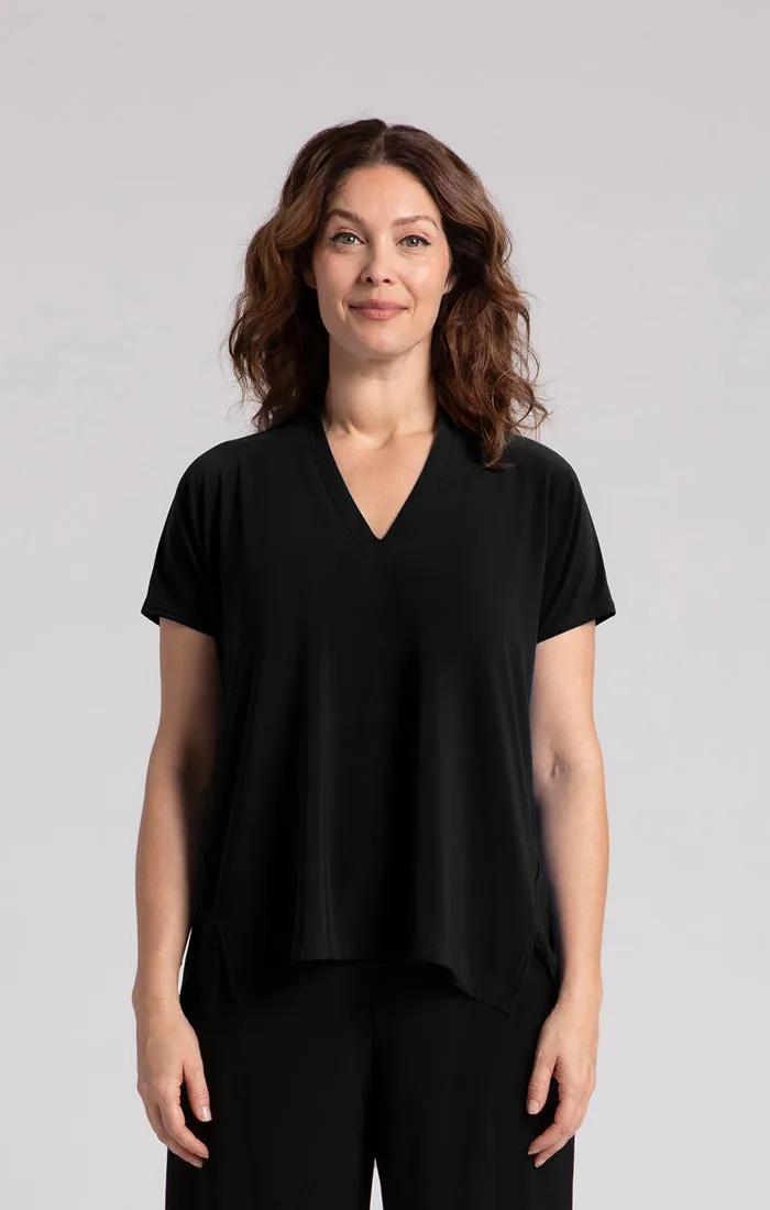 Sympli, 22227-1 Deep V Top Short Sleeves