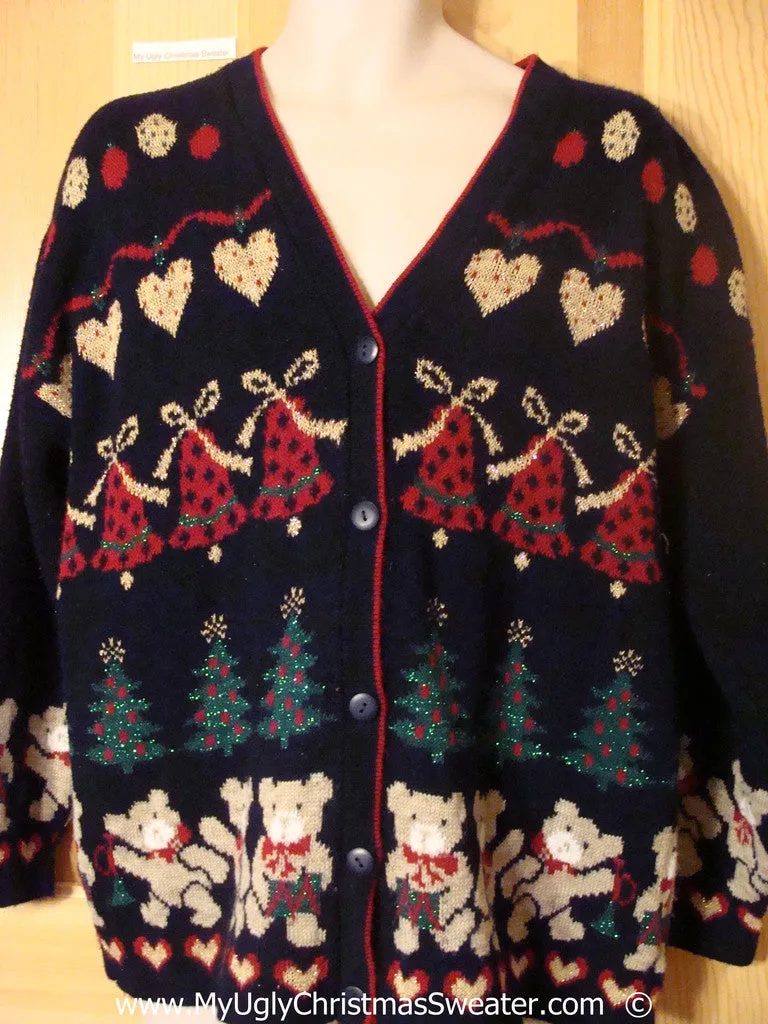 Tacky 80s Christmas Sweater with 2sided Bears (f1381)