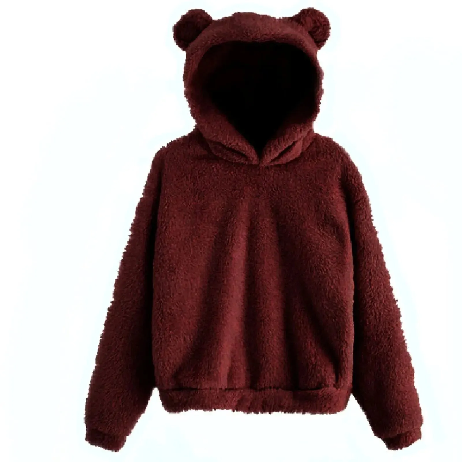 Teddy Bear Ear Women's Hoodie Cute Lightweight Warm Long Sleeve Fleece Kawaii Harajuku Cosplay Girl Furry