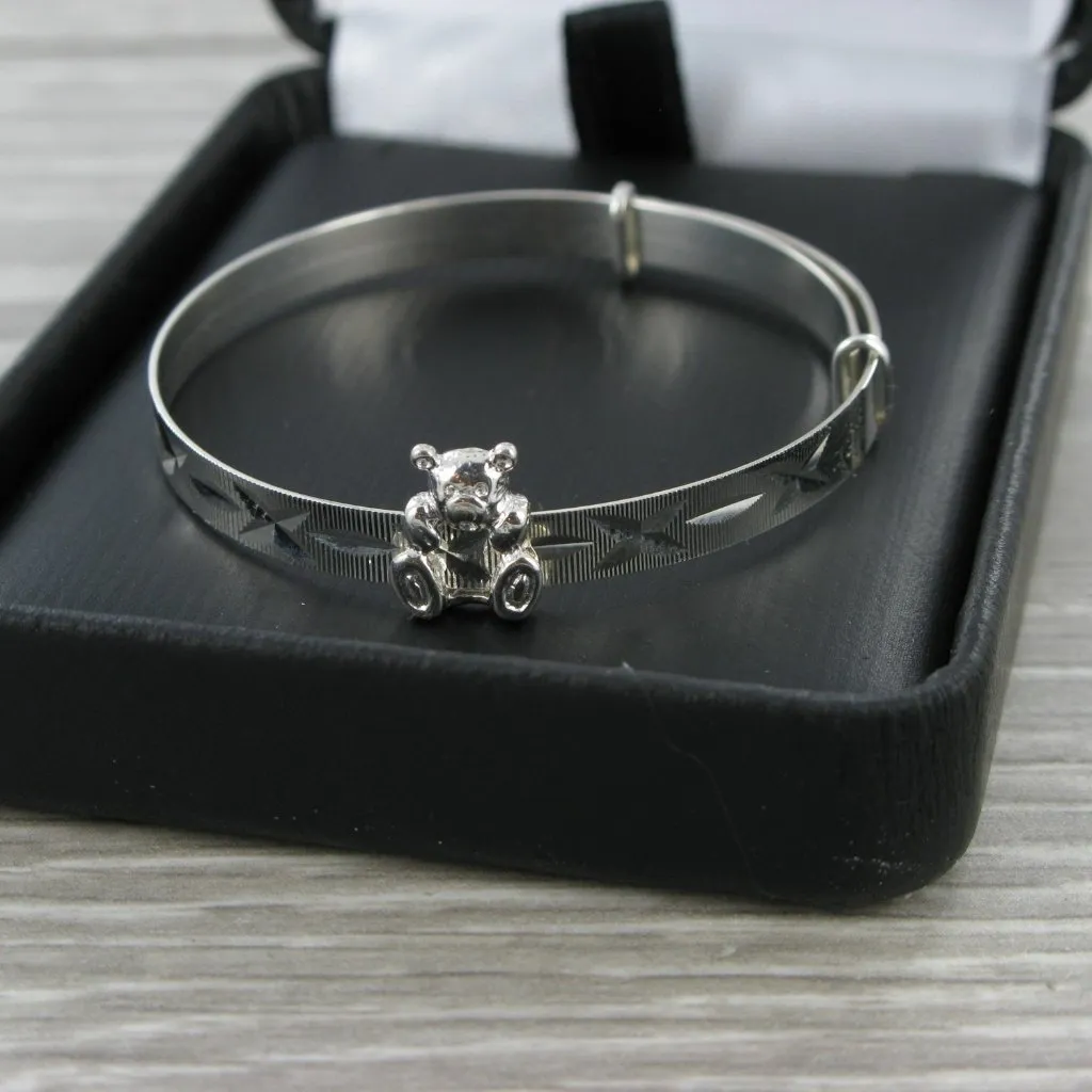 Teddy Bear Expanding Bangle with Presentation Box