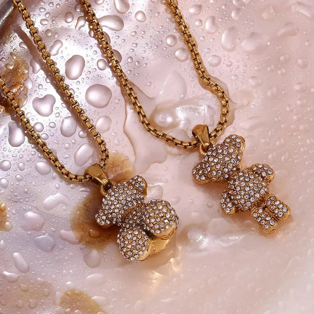 Teddy Bear Necklace - Adorable Gold Pendant Necklace