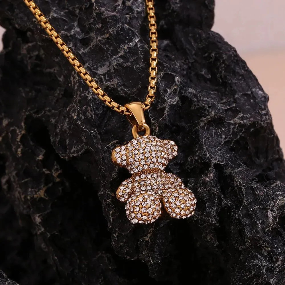 Teddy Bear Necklace - Adorable Gold Pendant Necklace