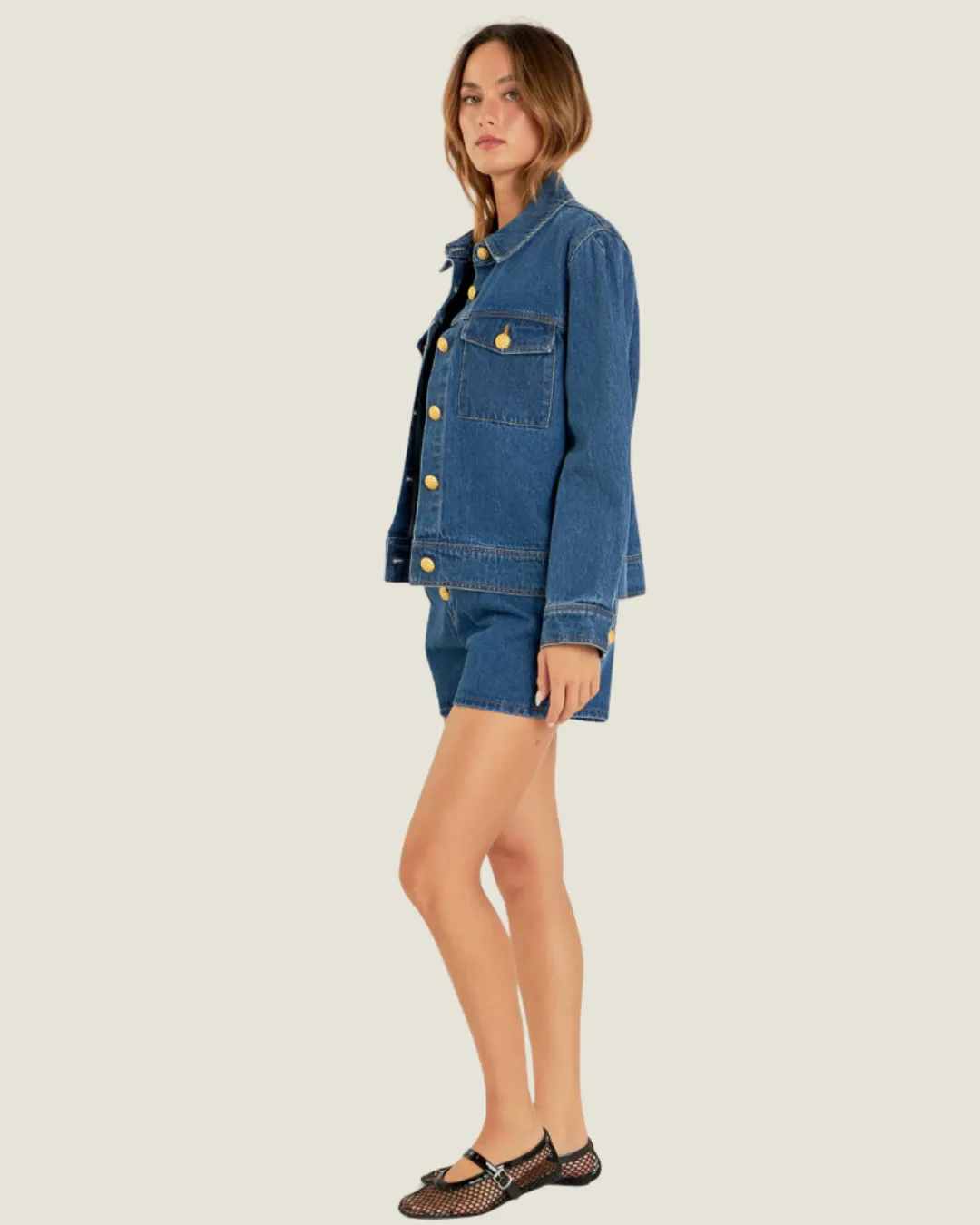 The Frame: Denim Jacket with Brass Buttons