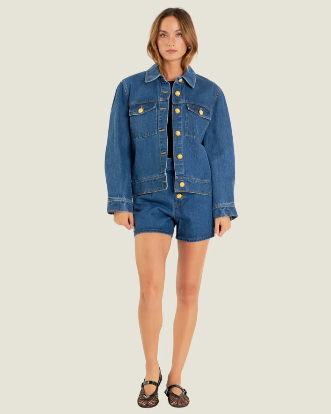 The Frame: Denim Jacket with Brass Buttons