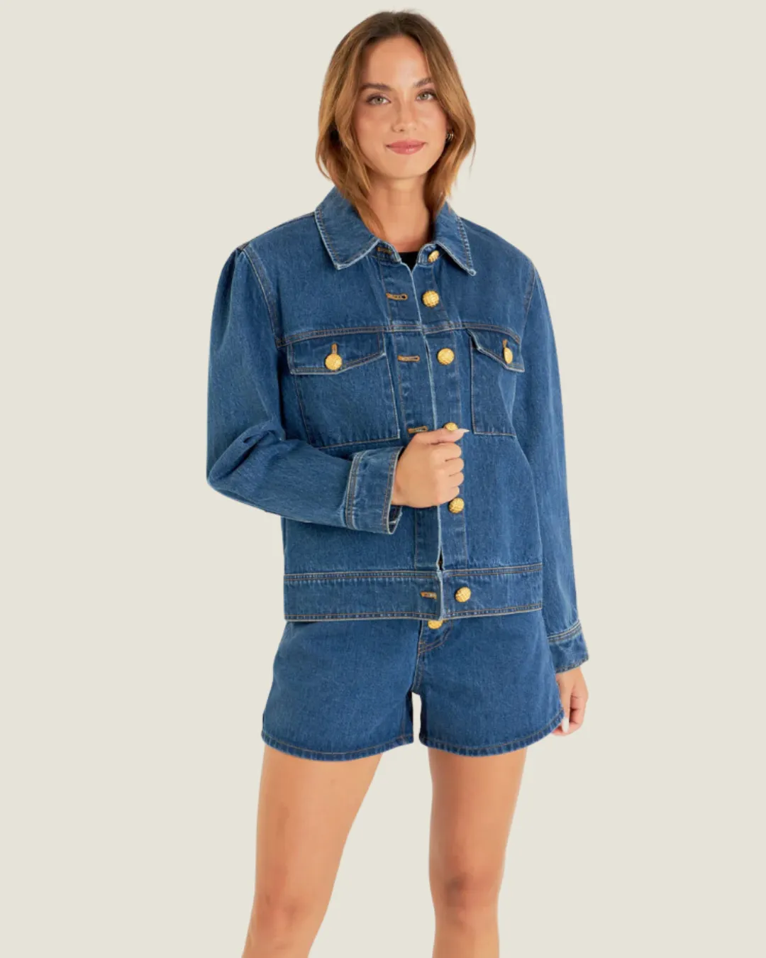 The Frame: Denim Jacket with Brass Buttons