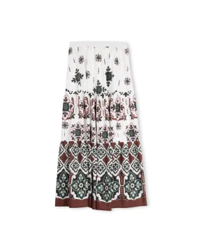 Tiered Flower Shaped Print Maxi Skirt