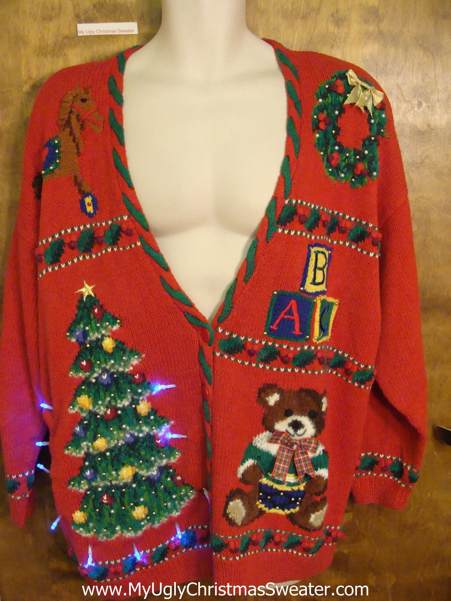 Tree and Toys 80s Tacky Xmas Sweater with Lights