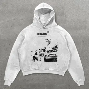 Unisex Chaos Print Long Sleeve Hoodies