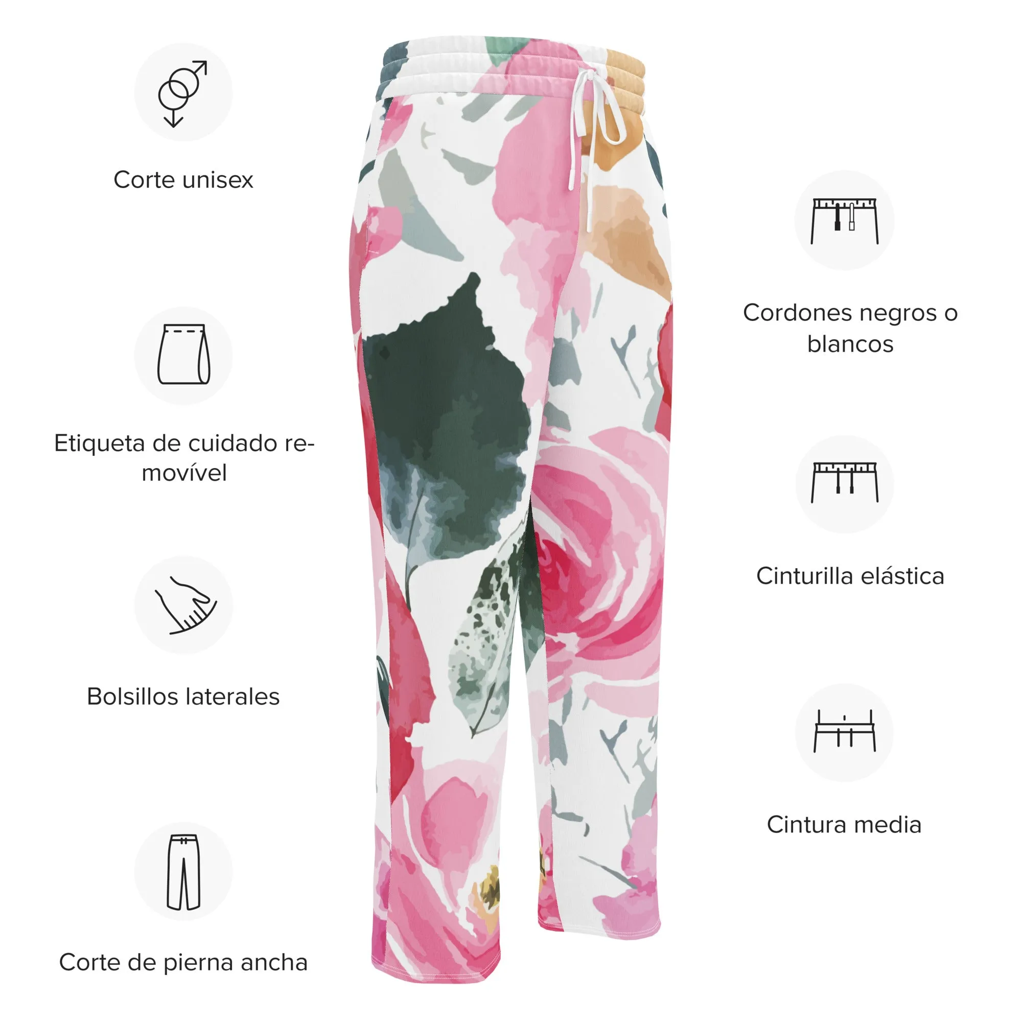 Valentines Day Wide Leg Joggers - Flower (Glamourange Valentine Day Gifts Wide Leg Joggers - Design 001)