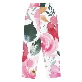 Valentines Day Wide Leg Joggers - Flower (Glamourange Valentine Day Gifts Wide Leg Joggers - Design 001)