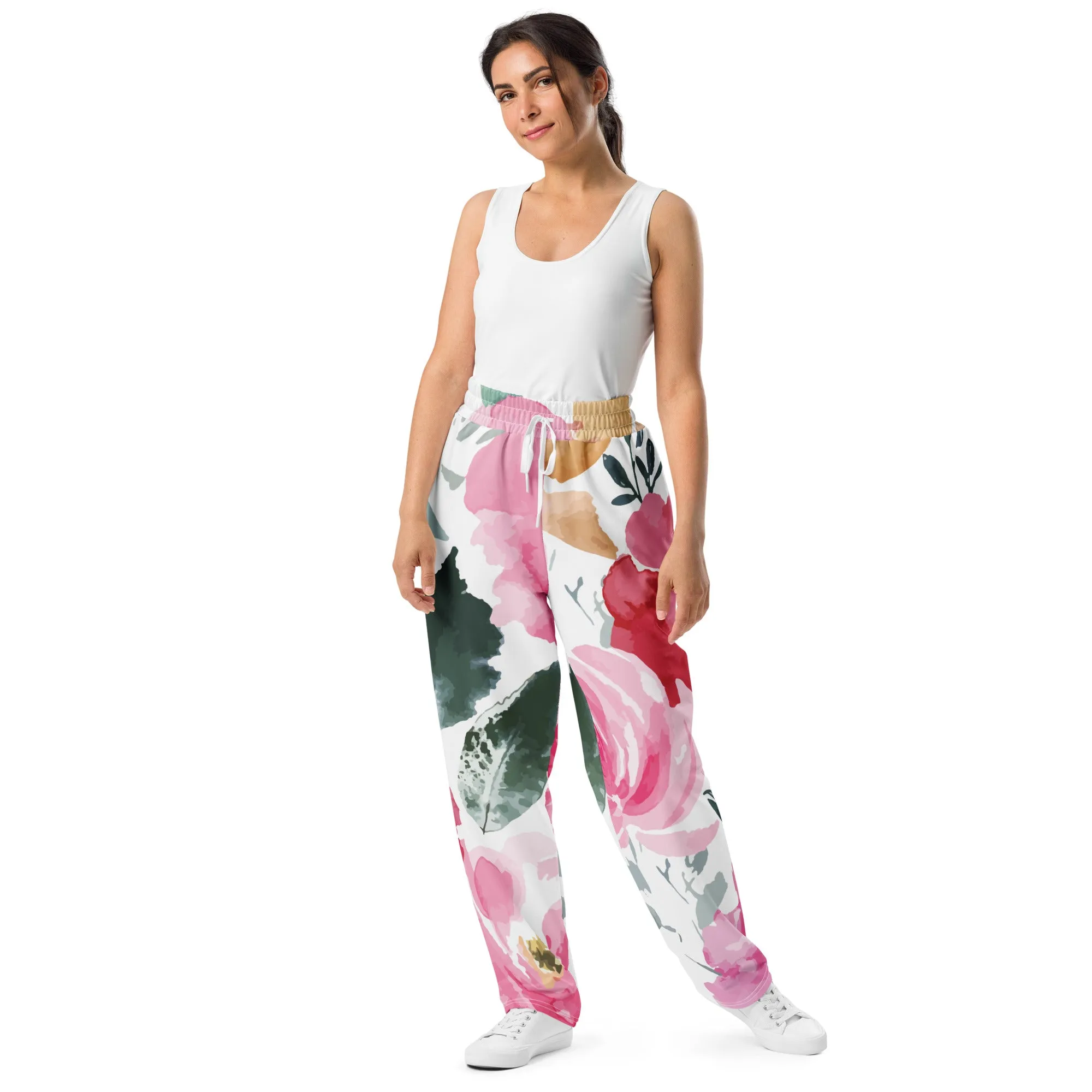 Valentines Day Wide Leg Joggers - Flower (Glamourange Valentine Day Gifts Wide Leg Joggers - Design 001)