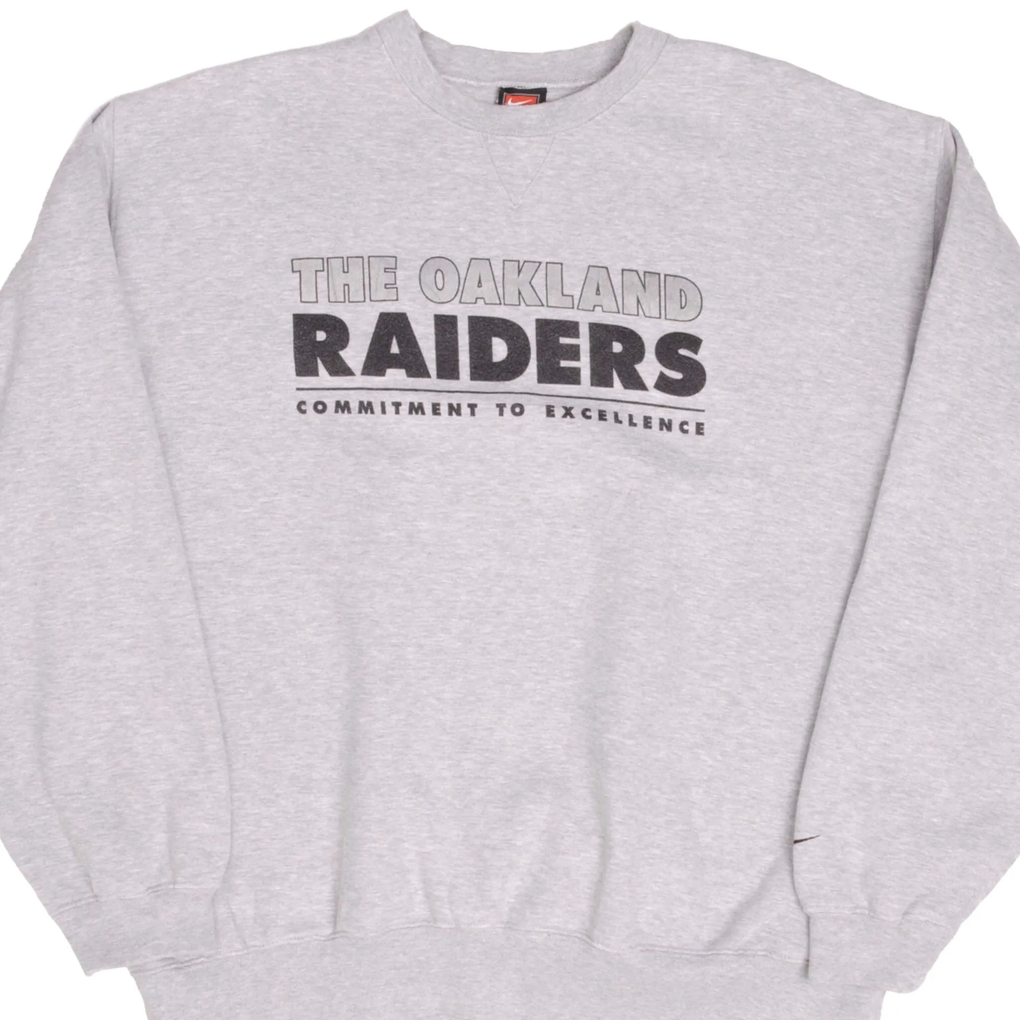 VINTAGE NIKE NFL OAKLAND RAIDERS HEAVYWEIGHT GREY SWEATSHIRT 1990S SIZE XL