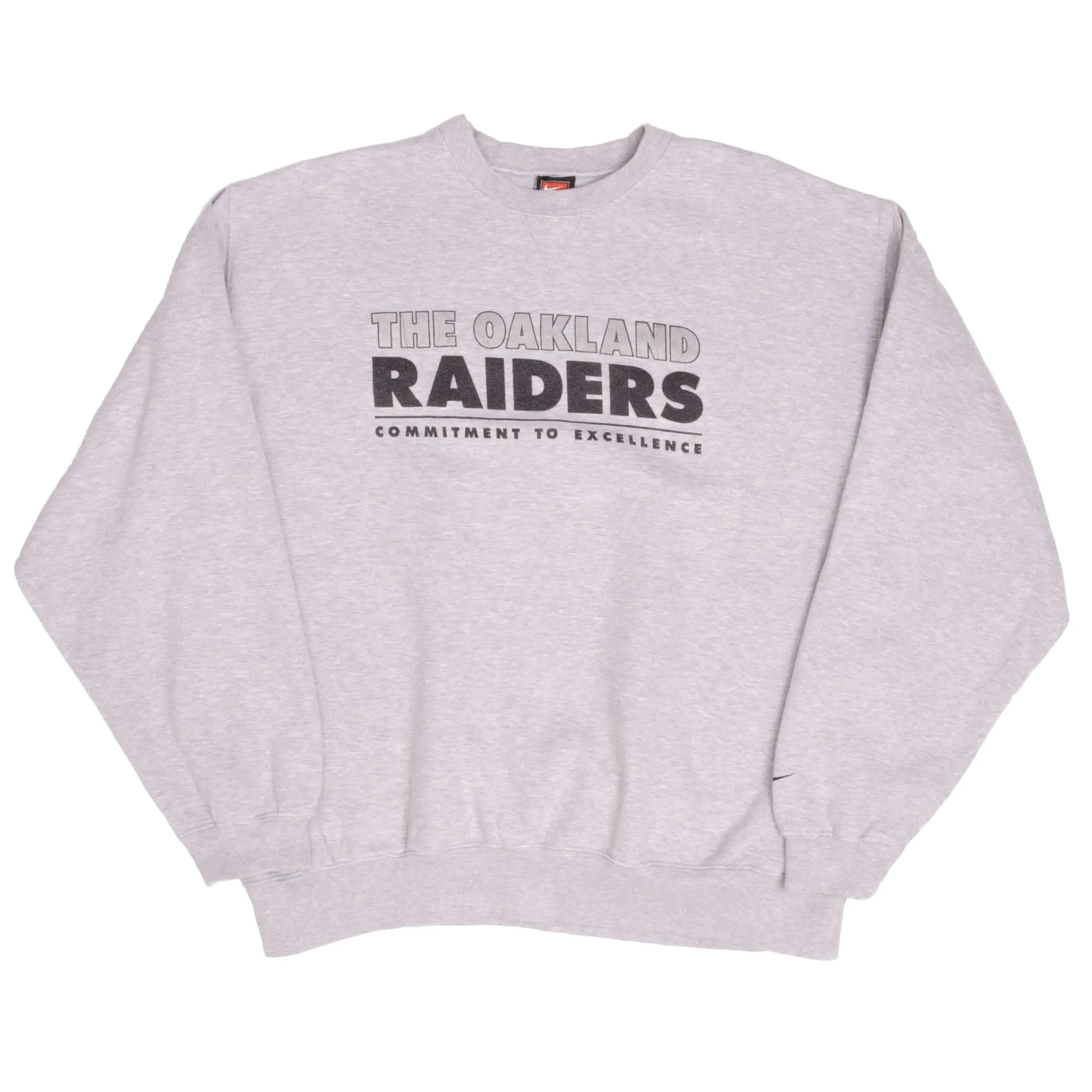 VINTAGE NIKE NFL OAKLAND RAIDERS HEAVYWEIGHT GREY SWEATSHIRT 1990S SIZE XL