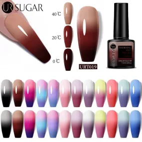 Wenkouban  Thermal Color-Chaging Gel Nail Polish Temperature 3 Colors Change Matte Top Coat Dark Brown Soak Off UV Gel Varnish