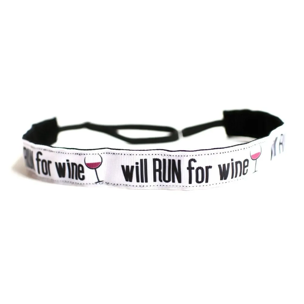 Will Run For Wine Non-Slip Headband